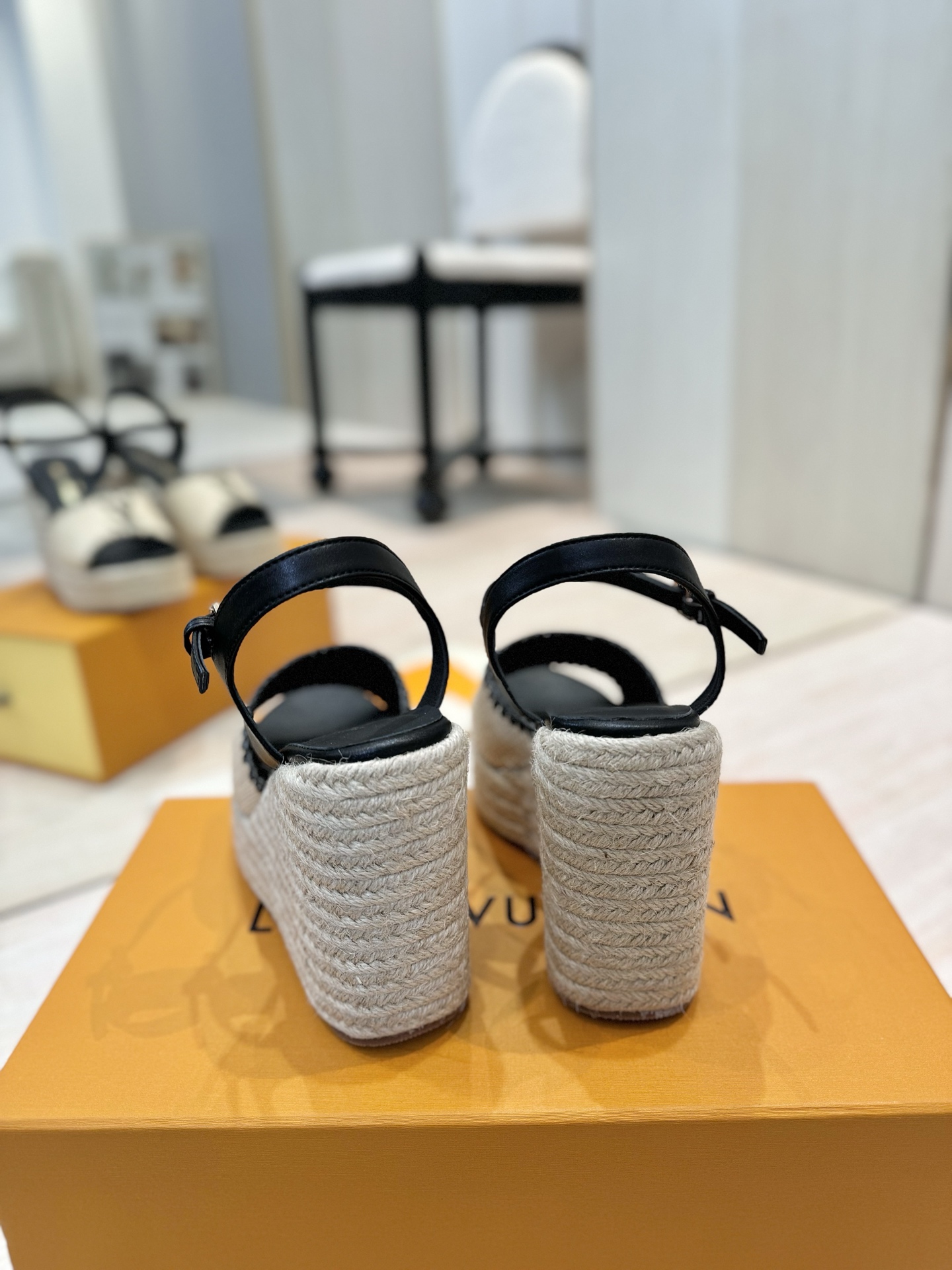 Louis Vuitton Women's Espadrille Wedge Sandals, Beige and Black, Size 35-39 8 i1745754233920 2752 0 5