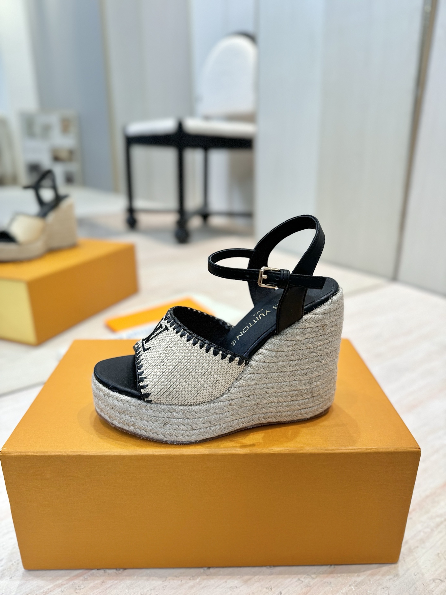 Louis Vuitton Women's Espadrille Wedge Sandals, Beige and Black, Size 35-39 7 i1745754235291 140 0 4
