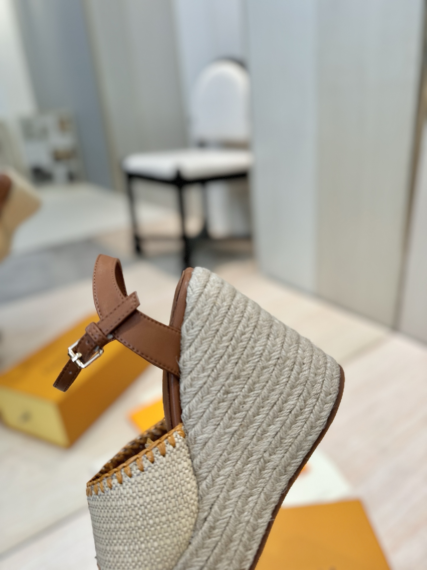 Louis Vuitton Takashi Espadrille Wedge Sandal, Beige Leather, Size 35-39 8 i1745754386017 8863 0 9