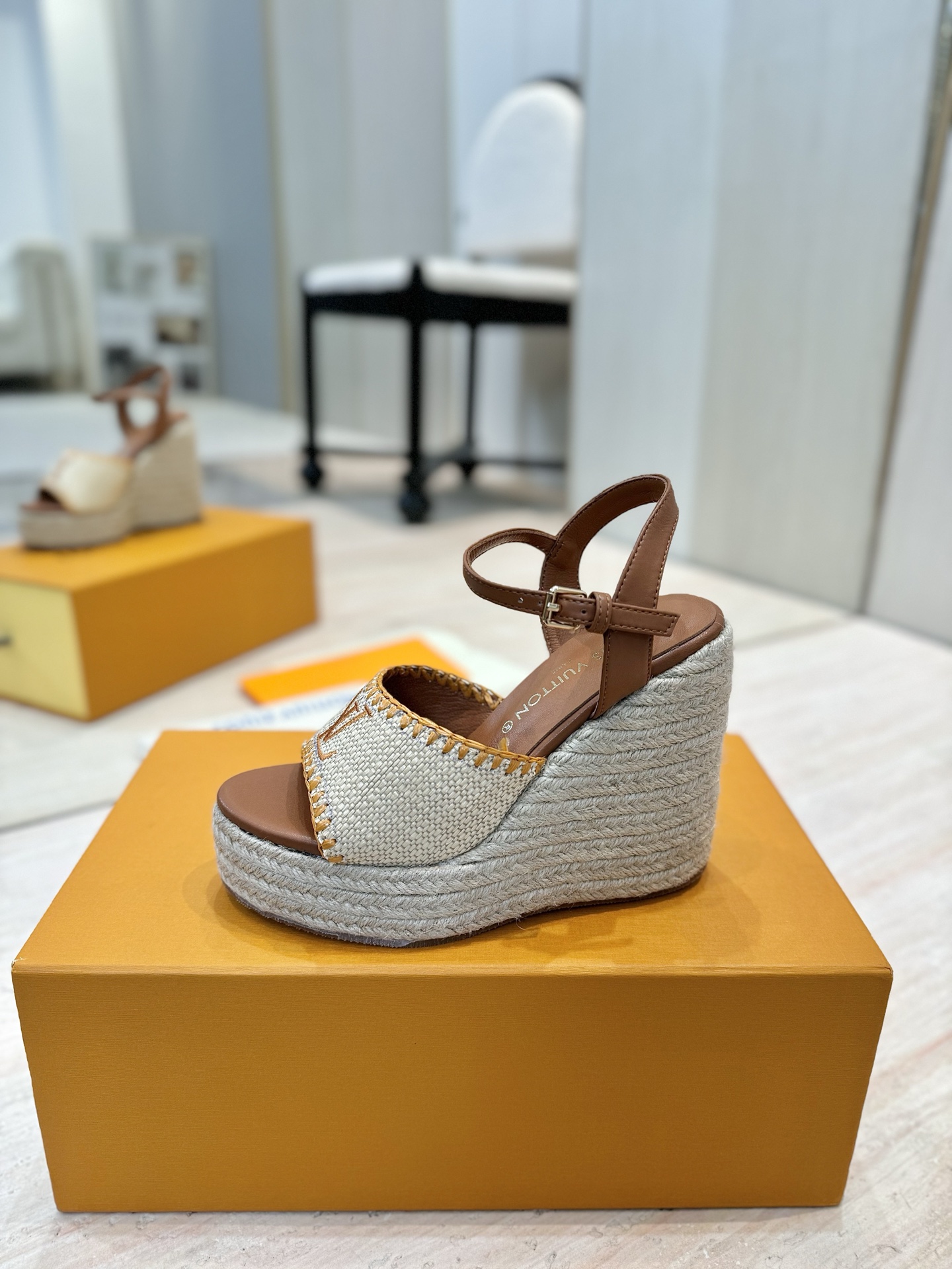 Louis Vuitton Takashi Espadrille Wedge Sandal, Beige Leather, Size 35-39 6 i1745754387225 3416 0 4