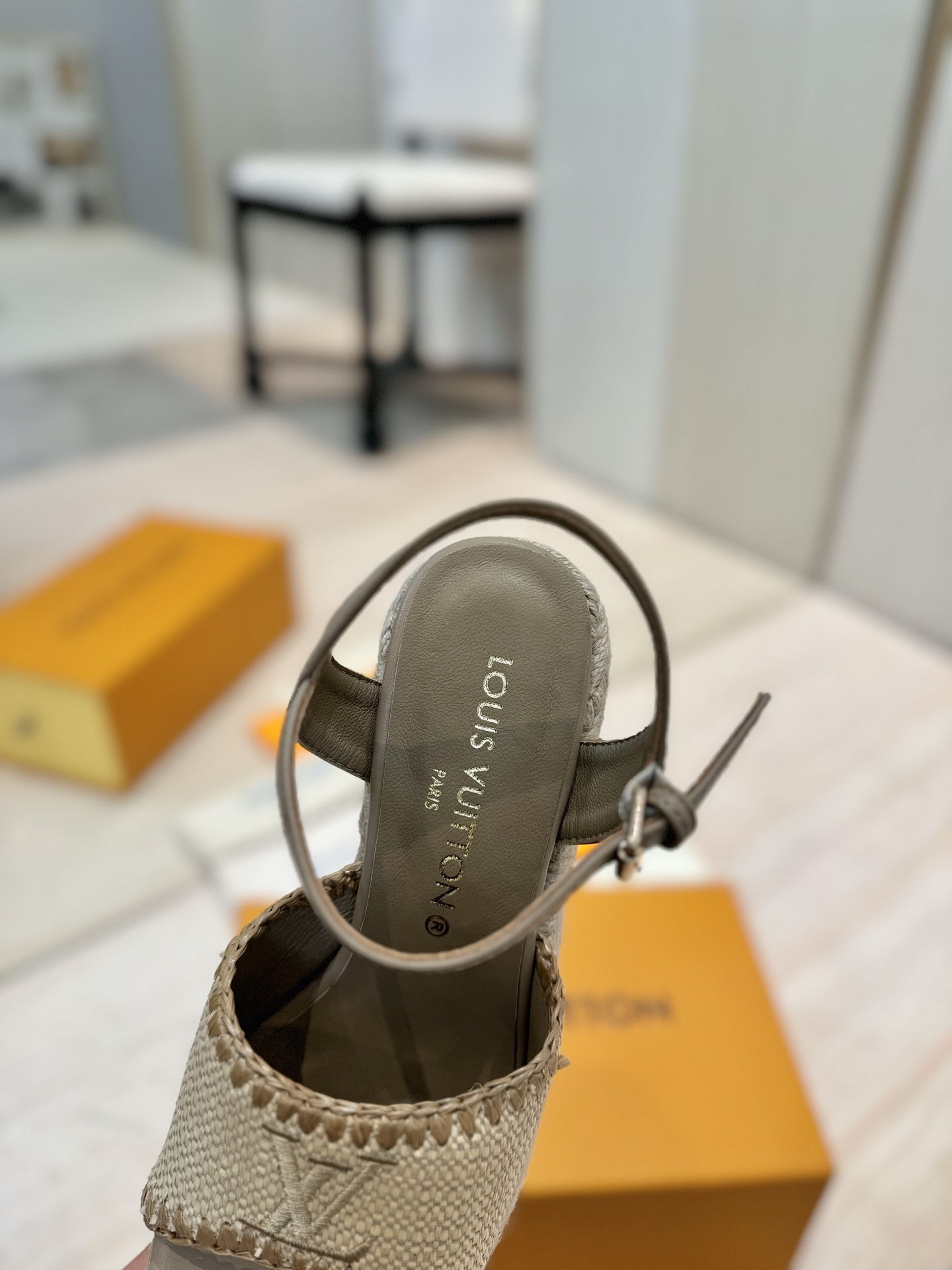 Louis Vuitton Women's Espadrille Wedge Sandals Beige Leather Platform Sandal 9 i1745754453913 7337 0 7