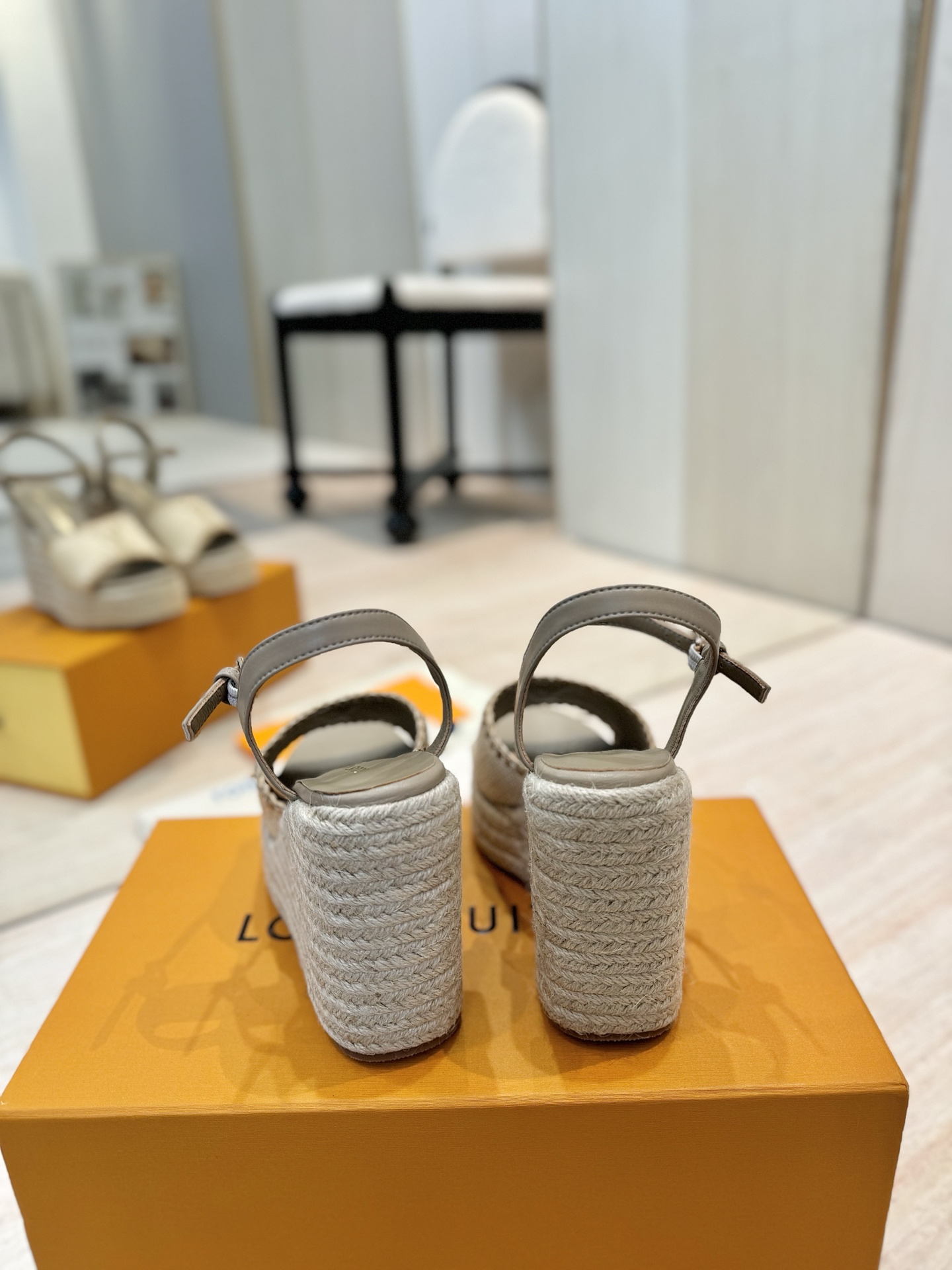 Louis Vuitton Women's Espadrille Wedge Sandals Beige Leather Platform Sandal 7 i1745754455171 7984 0 5