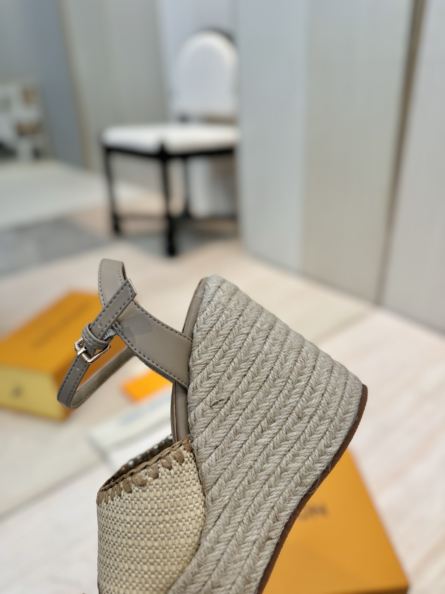 Louis Vuitton Women's Espadrille Wedge Sandals Beige Leather Platform Sandal 8 i1745754455172 9725 0 6