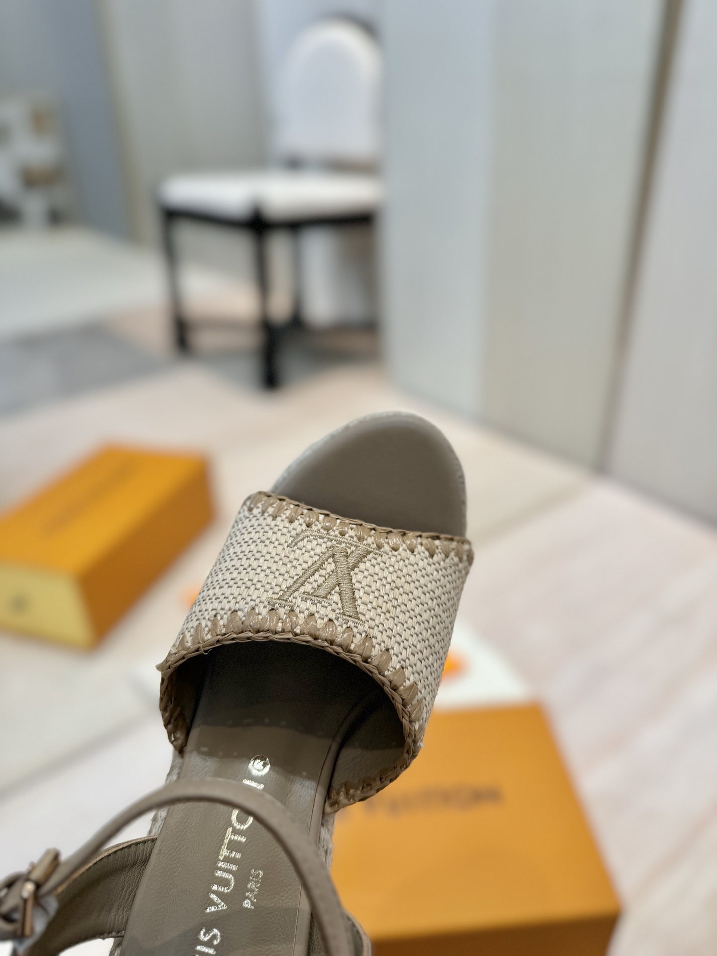 Louis Vuitton Women's Espadrille Wedge Sandals Beige Leather Platform Sandal 10 i1745754455216 9384 0 8