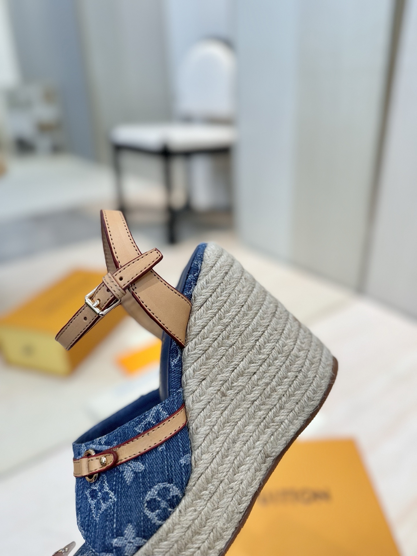 Louis Vuitton Denim Wedge Sandals – Designer Espadrille Platforms 8 i1745755803630 8906 0 6