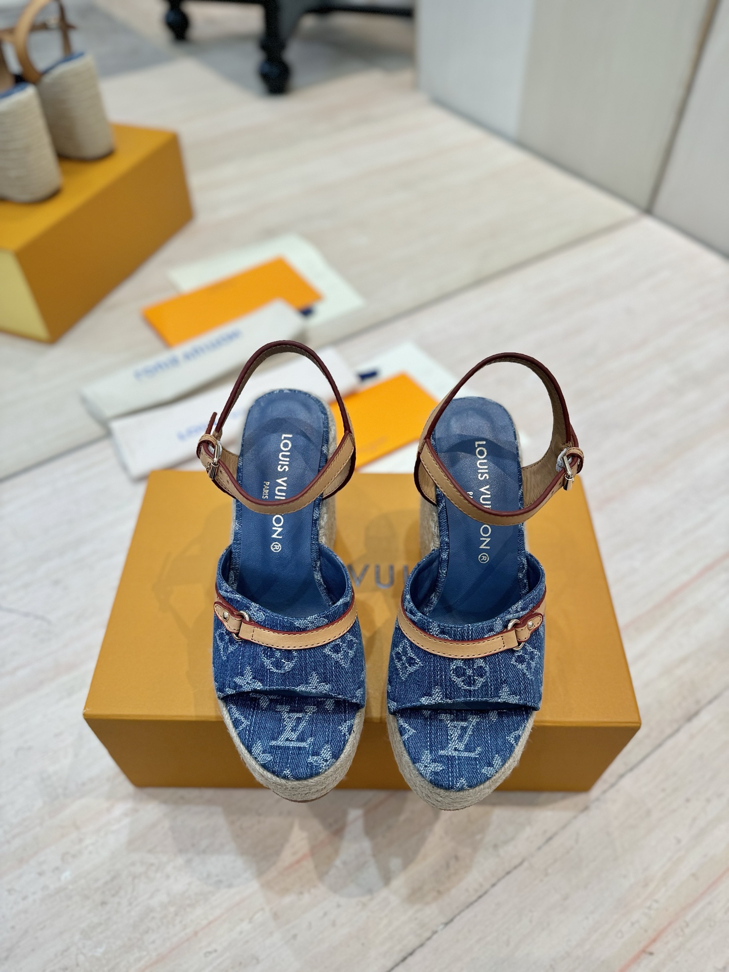 Louis Vuitton Denim Wedge Sandals – Designer Espadrille Platforms 4 i1745755803810 3893 0 2