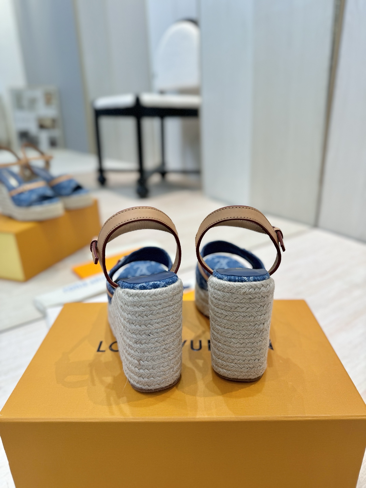 Louis Vuitton Denim Wedge Sandals – Designer Espadrille Platforms 7 i1745755805238 9711 0 5