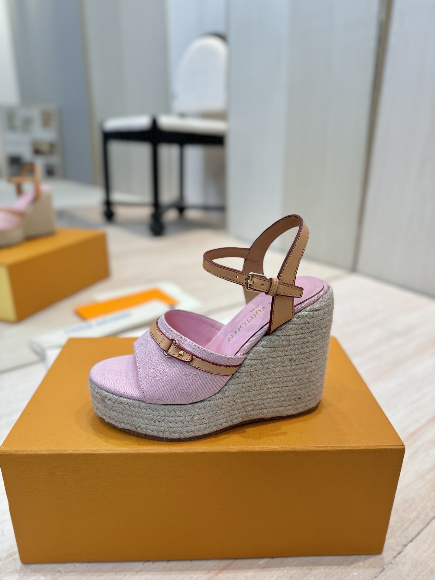 Louis Vuitton Women's 2025 Spring/Summer Pink Canvas Espadrille Wedge Sandals 6 i1745755873735 1459 0 4