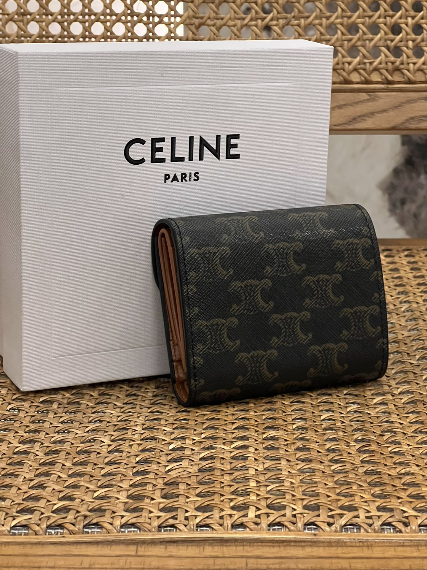 [Celine Wallets]TRIOMPHECANVAS Logo PrintGold metal parts TRIOMPHE Metall