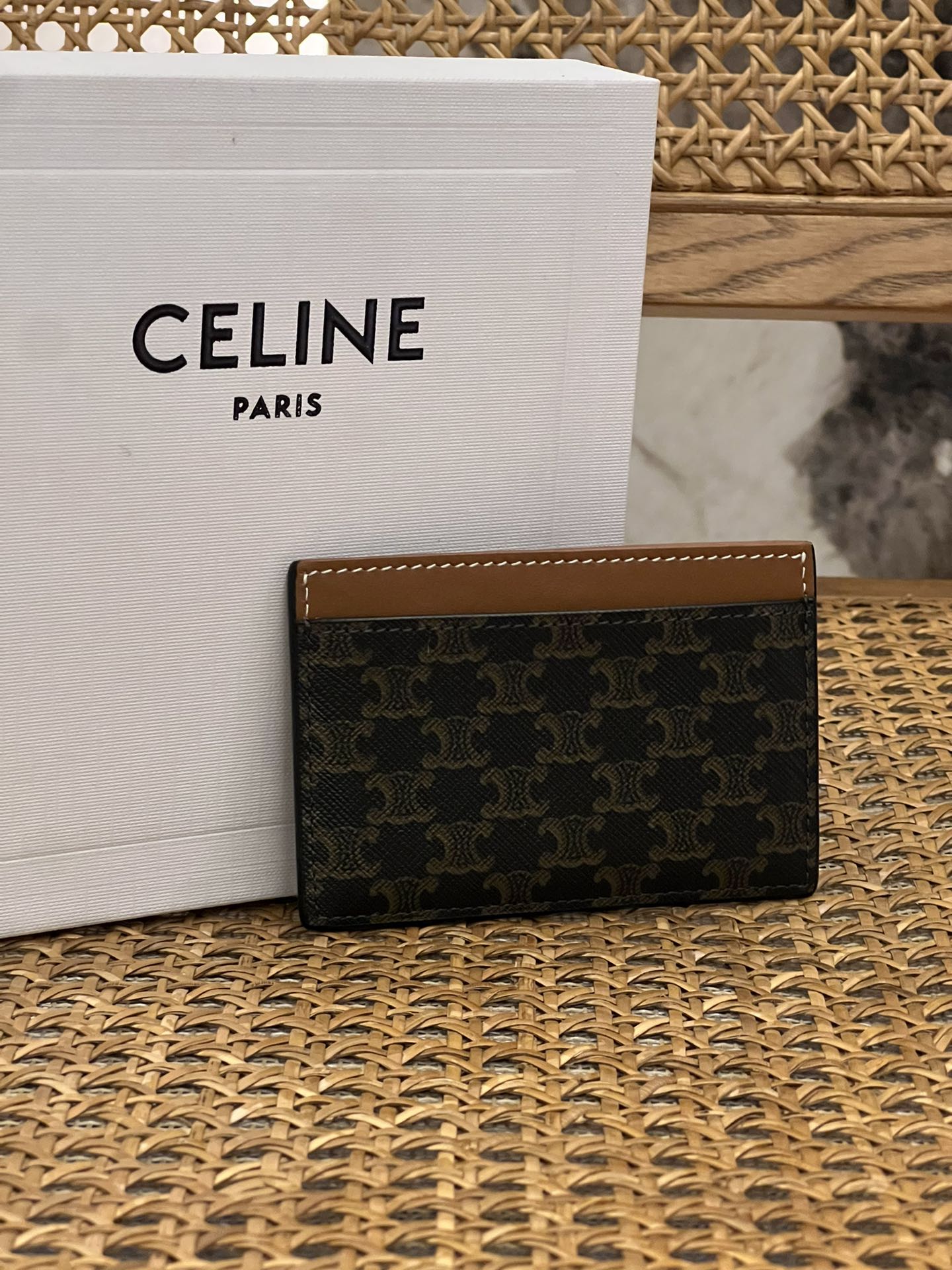 [Celine Wallets]CELINE printed logo printed card bagCoated canvas Sheep lea