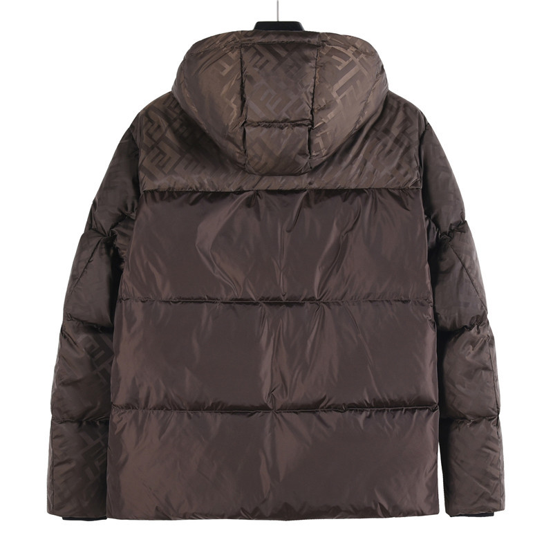 #正品级:FENDI FW25 秋冬新品双拼工艺特殊logo布艺休闲轻奢连帽羽绒服男女款#F05# 𝗦𝗶
