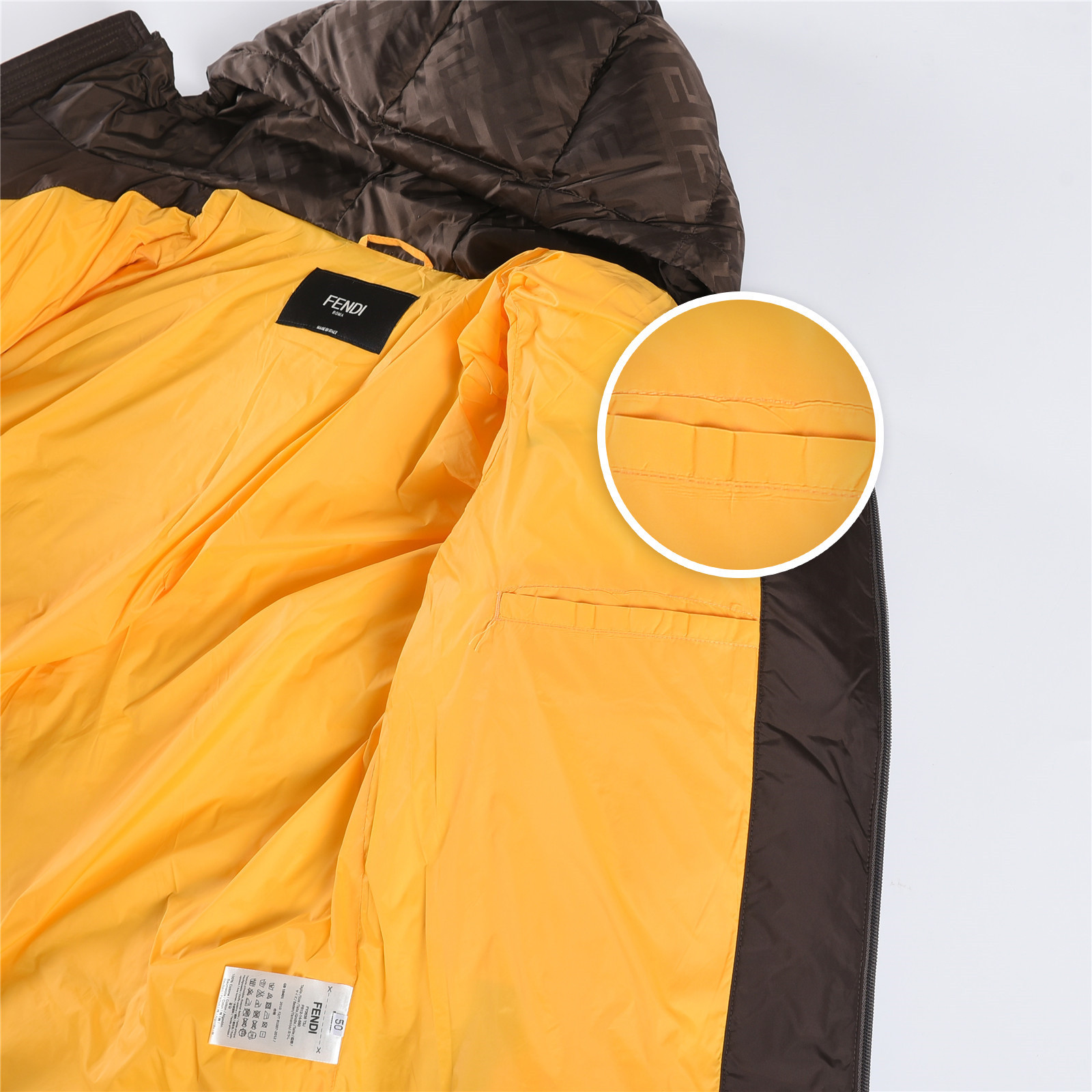 #正品级:FENDI FW25 秋冬新品双拼工艺特殊logo布艺休闲轻奢连帽羽绒服男女款#F05# 𝗦𝗶