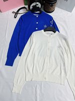New Designer Replica
 Dior Clothing Cardigans Knit Sweater Blue White Knitting Spring Collection