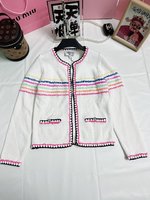 Chanel Clothing Cardigans Knit Sweater White Weave Knitting Spring Collection