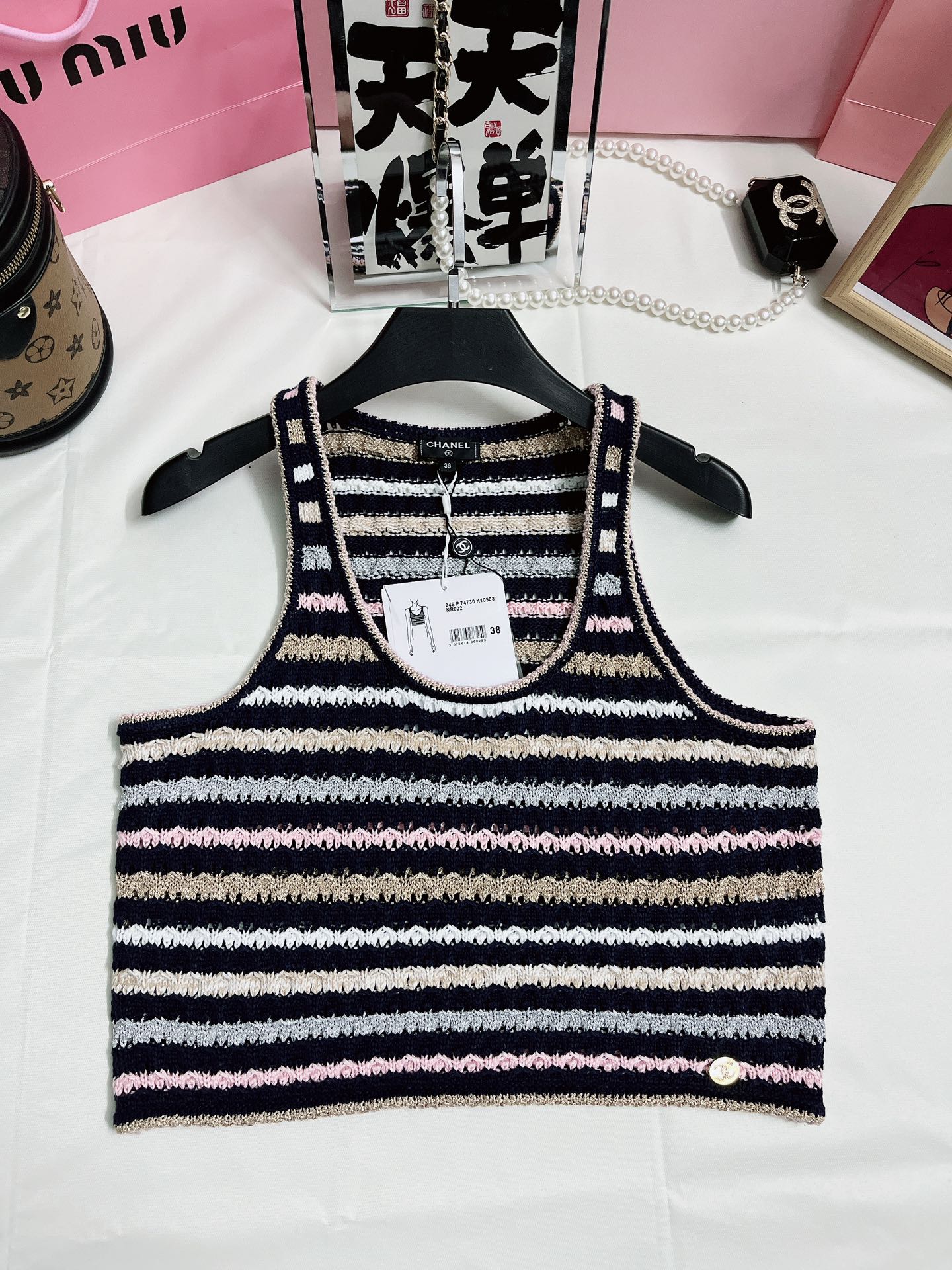 High Quality Customize
 Chanel Clothing Tank Tops&Camis Knitting Spring Collection Fashion
