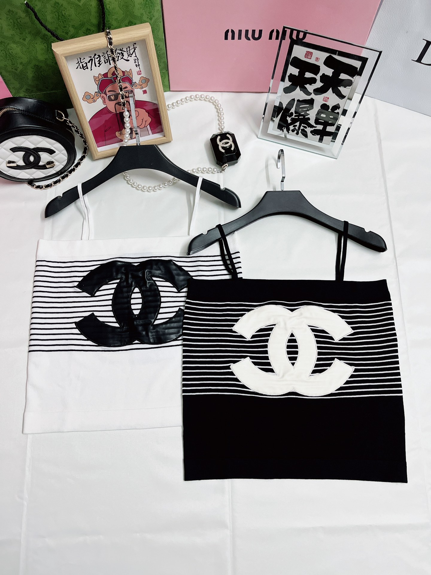Brand Designer Replica
 Chanel Clothing Tank Tops&Camis Black White Spring/Summer Collection