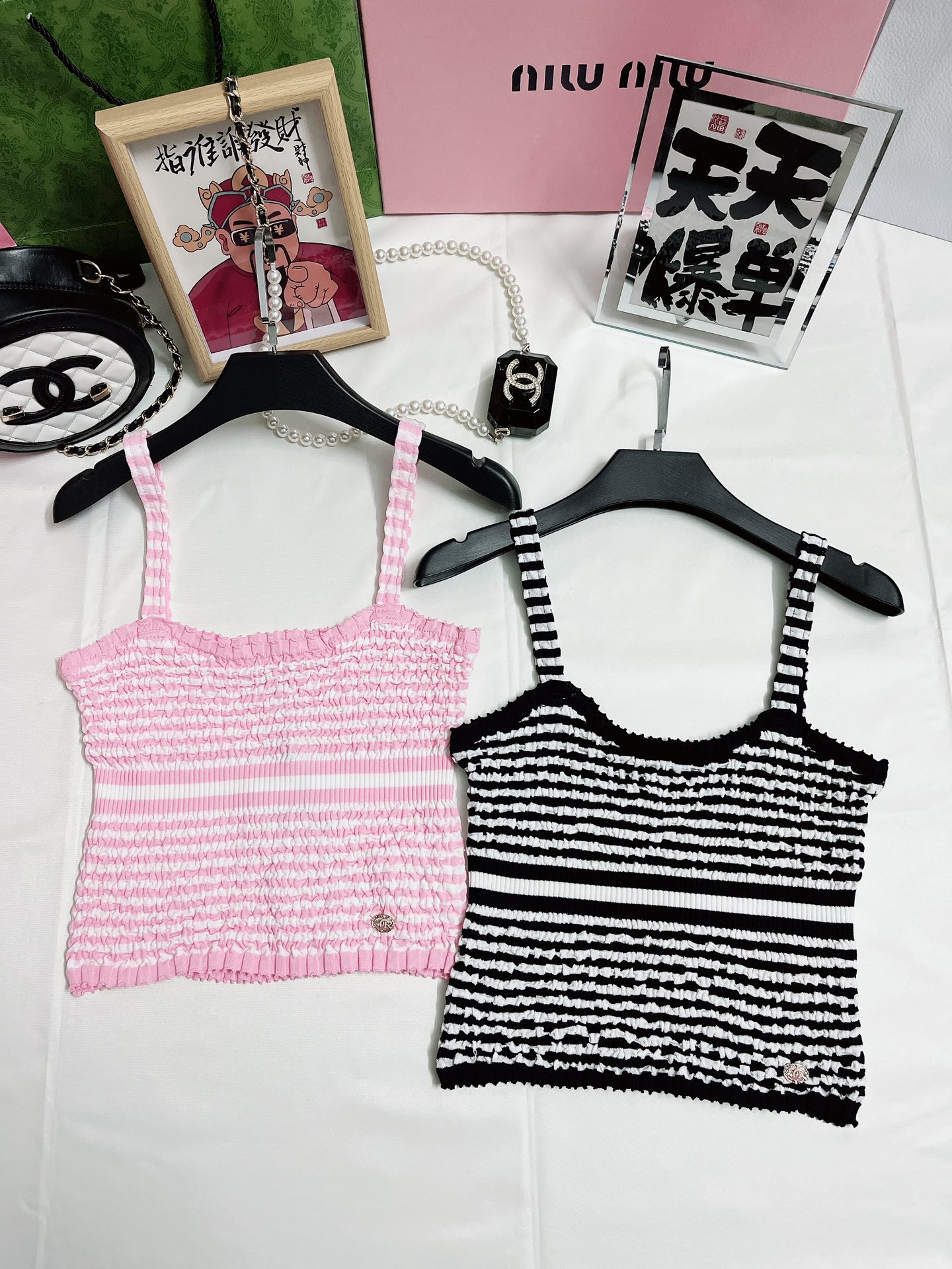 Buy High Quality Cheap Hot Replica
 Chanel Clothing Tank Tops&Camis Black Pink White Knitting Spring/Summer Collection Vintage