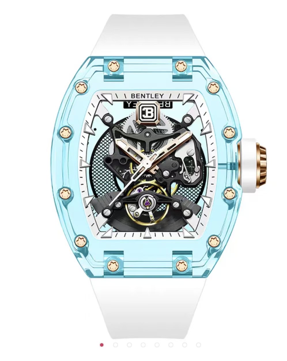 NO:390174,The first hit [Bentley-BENTLEY] Phantom series, arc-shaped circular design, intensive fit between the case and the wrist, adopts a C-shaped curved smooth line shell, with a watch diameter of 42.2MM, which is more suitable for the natural form of the wrist. Transparent crystal case demonstrates the identity release charm. Equipped with the brand's independent research and development of Swiss BX fully automatic winding mechanical movement (zero re-repair) 100% original factory leaked, and global continuous protection!  ,19860909首发爆款【宾利-BENTLEY】 幻影系列 弧形圆弧设计,考究表壳与手腕贴合程度 采用C字弧度流畅线条壳型,表径42.2MM 更合适手腕的自然形态 透明水晶表壳 彰显身份释放 魅力. 搭载品牌自主研发瑞士BX全 自动上链机械机芯（零返修）百分百原厂流出 全球连保！,,Watch