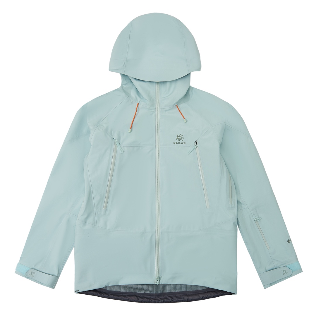 凯乐石KAILAS MONT-X 系列 
运动户外全天候硬壳专业暴雨级防水防风透气登山冲锋衣外套 男女同款
对于普通的户外活动，可能一件具有防泼水功能的冲锋衣就够了，但如果是专业的徒步登山/ 或者滑雪运动多，你所面临的一切未知天气变化都需要专业的装备来保障自身的安全，这件 ©KAILAS/凯乐石 Mont X就是专门应对各种恶劣户外环境而生的，它所用的面料是gore-tex 3L硬壳，全衣压胶具备了暴雨级防水防风功能，能应对各种恶劣气温天气，避免身体失温的危险！，吸湿排汗，保持内部干爽透气，并且它还具有防晒功能，这就是专业！