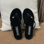 Chanel Shoes Flip Flops Set With Diamonds Genuine Leather Spring/Summer Collection
