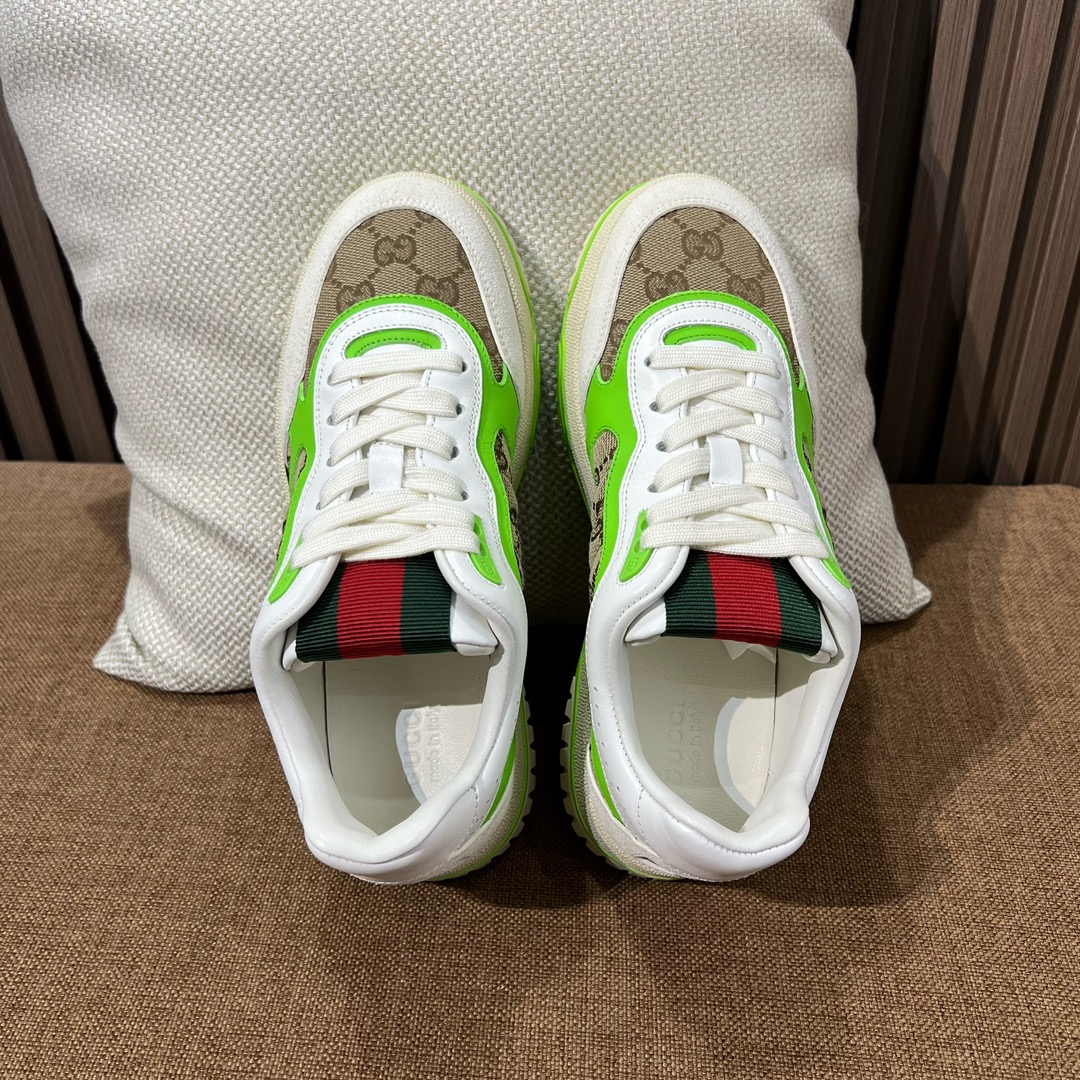 Gucci Skateboard Schuhe Turnschuhe Grün Rot Weiß Leinwand