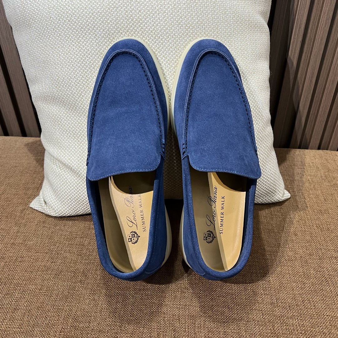 Loro Piana Zapatos Loafers Blanco Hombres Cuero de vaca Piel fetal Caucho