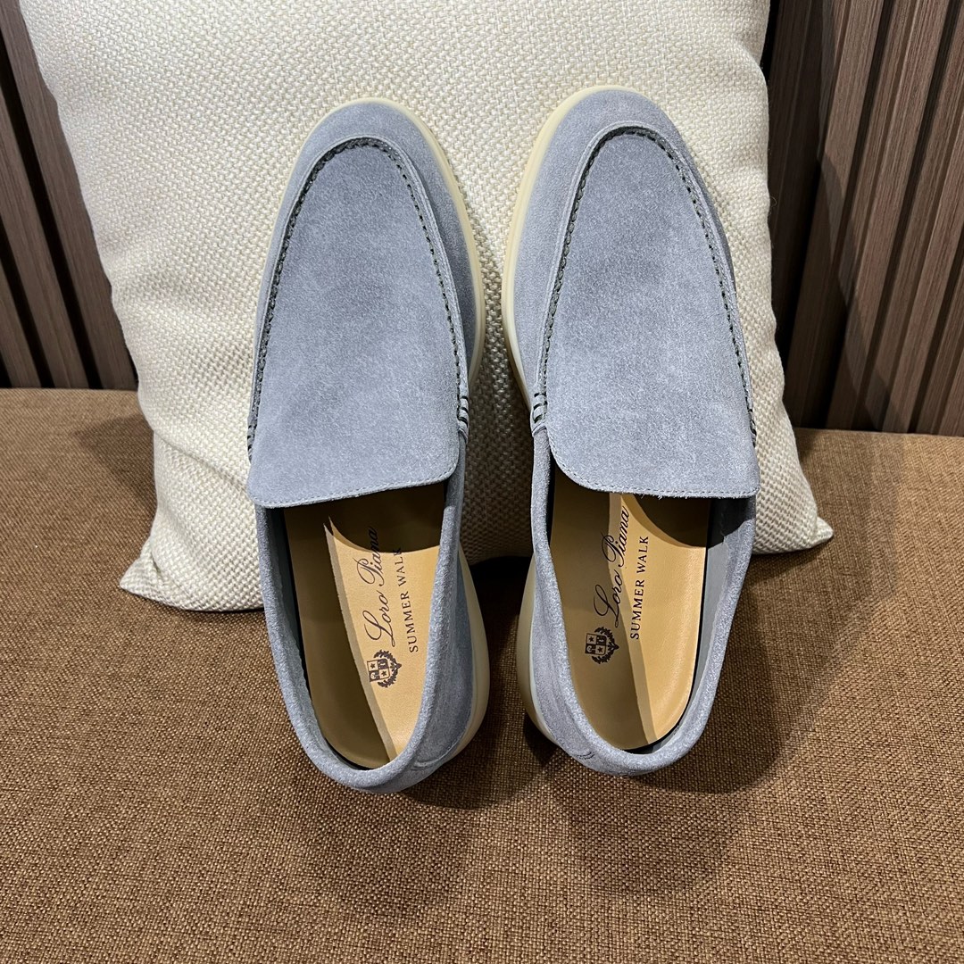 Loro Piana Zapatos Loafers Blanco Hombres Cuero de vaca Piel fetal Caucho