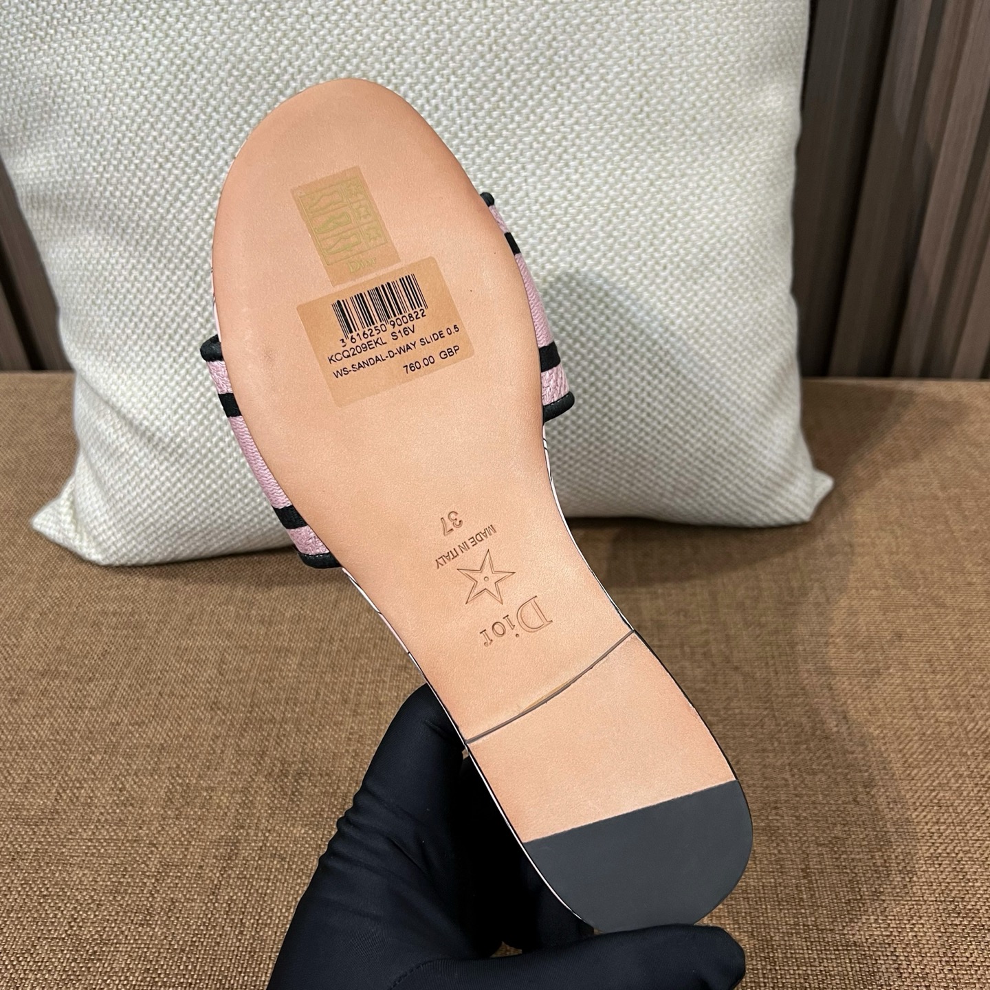 디올 자수 캔버스 샌들 141776 썸네일 이미지