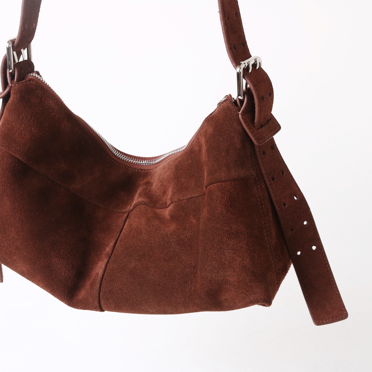 Bolsa de ombro feminina em couro de vaca mate café_voghion.com
