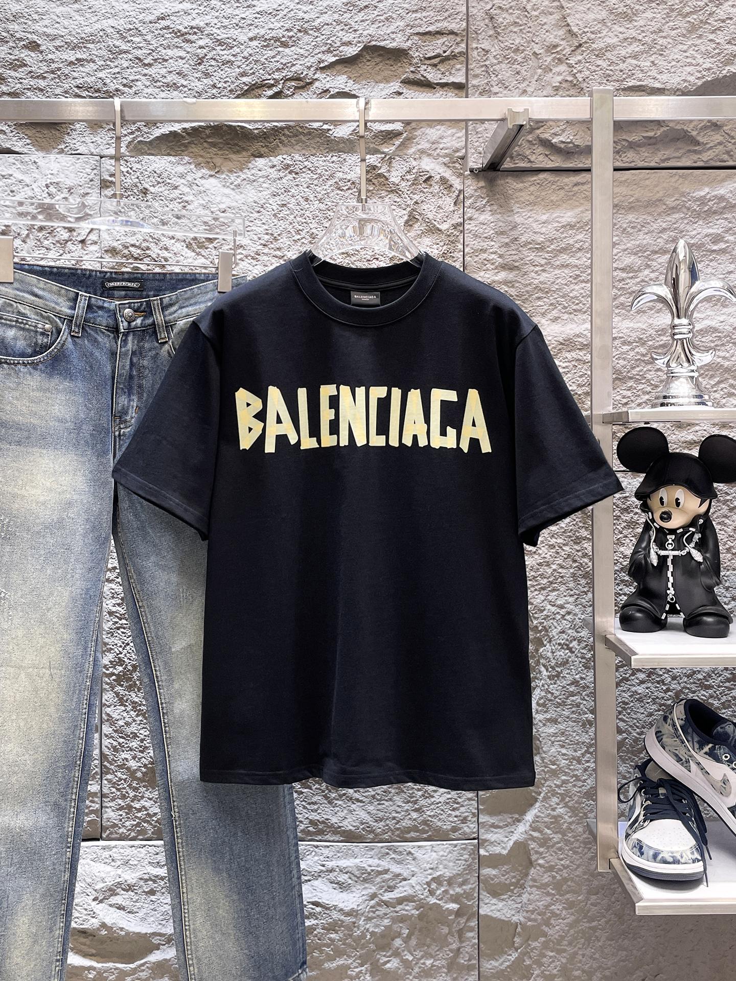 P105 Balenc26ss nueva camiseta de manga corta cuello redondo de primavera/verano, versión alta, tela Sorona personaliza…