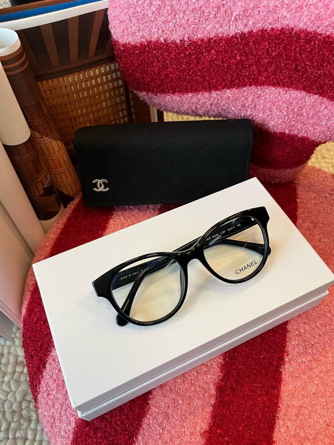 Chanel Black Acetate Cat-Eye Glasses