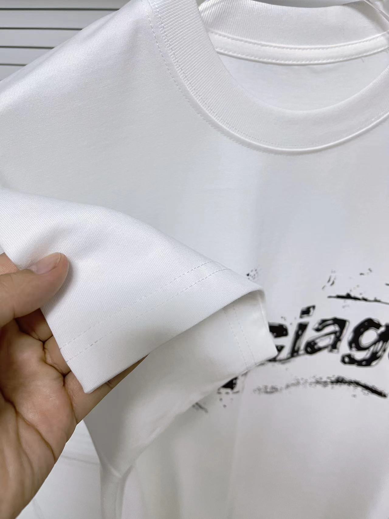BALENCI*GA巴黎2024新款个性字母logo印花定制面料短袖T恤男女同款尺码SMLXLXXL五个