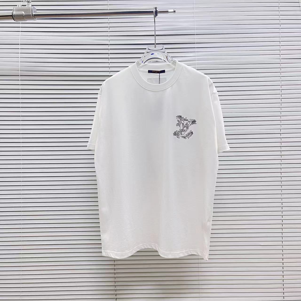 Louis Vuitton Odzież T-Shirt Czarny Biały Unisex Kolekcja letnia Krótki rękaw