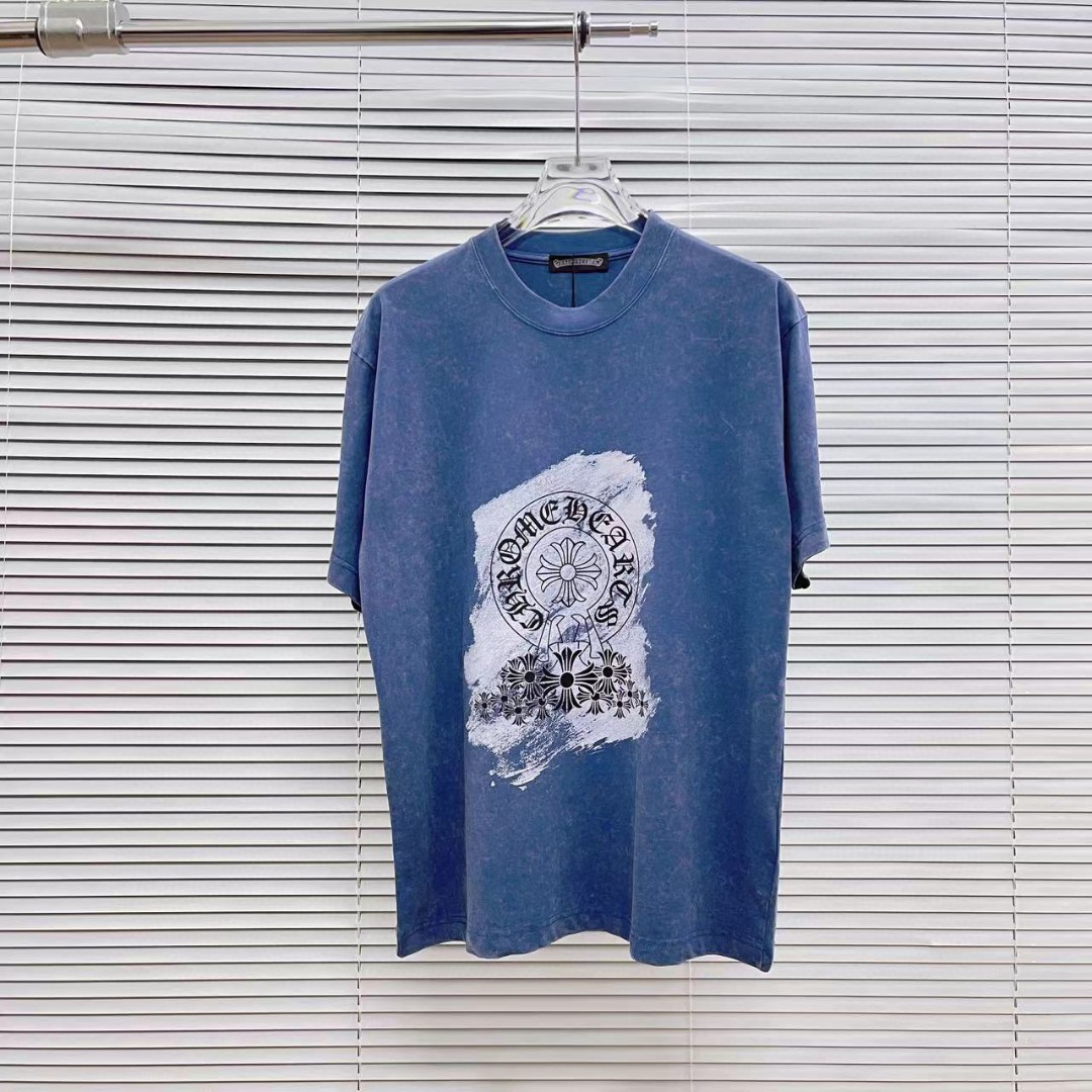 Chrome Hearts Ropa Camiseta Vender en línea
 Negro Azul Gris Caqui Rojo Impresión Universal para hombres y mujeres Colección de verano Manga corta