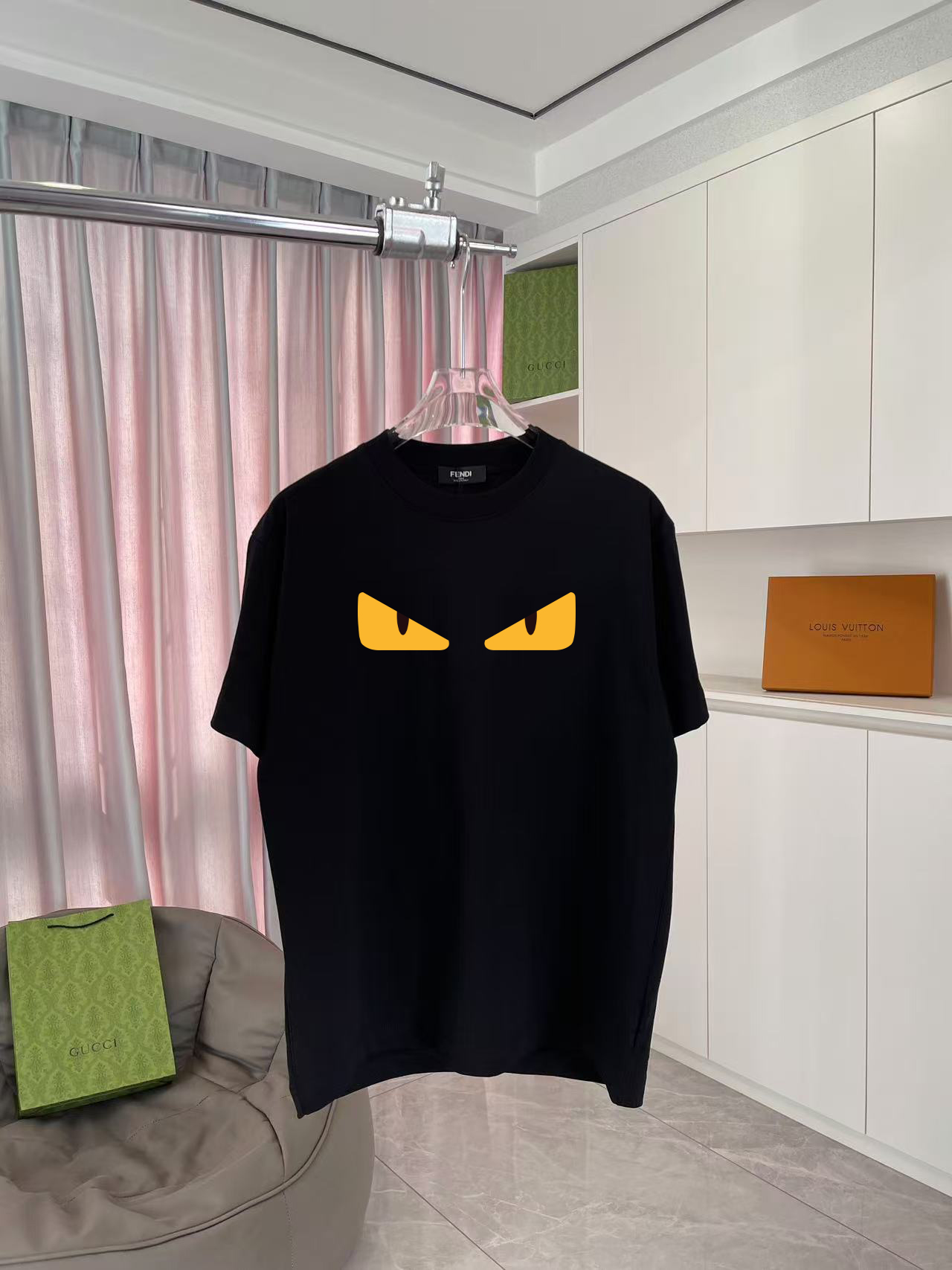FD Fendi 2025 primavera/verano nueva colección, camiseta de manga corta con estampado de logo de letras personalizado, …