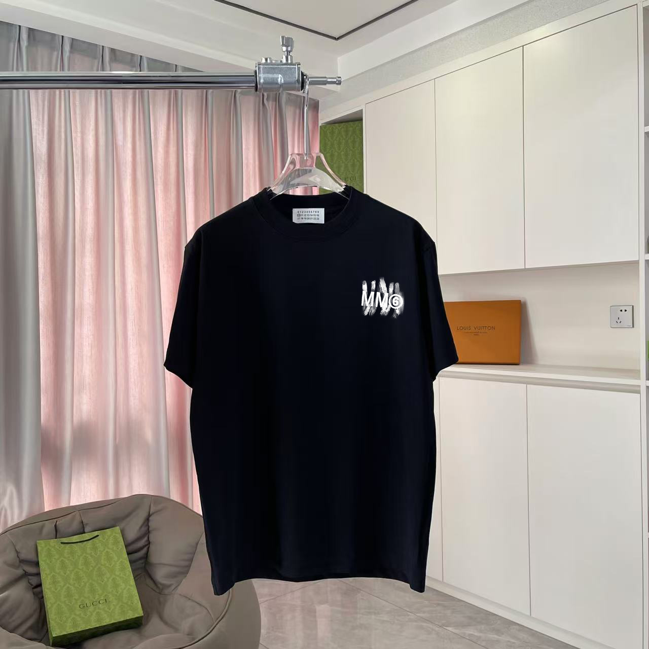 MM6 Margiela 2025 verano nueva temporada, estampado de logo personalizado, tejido personalizado 300g, camiseta de manga…