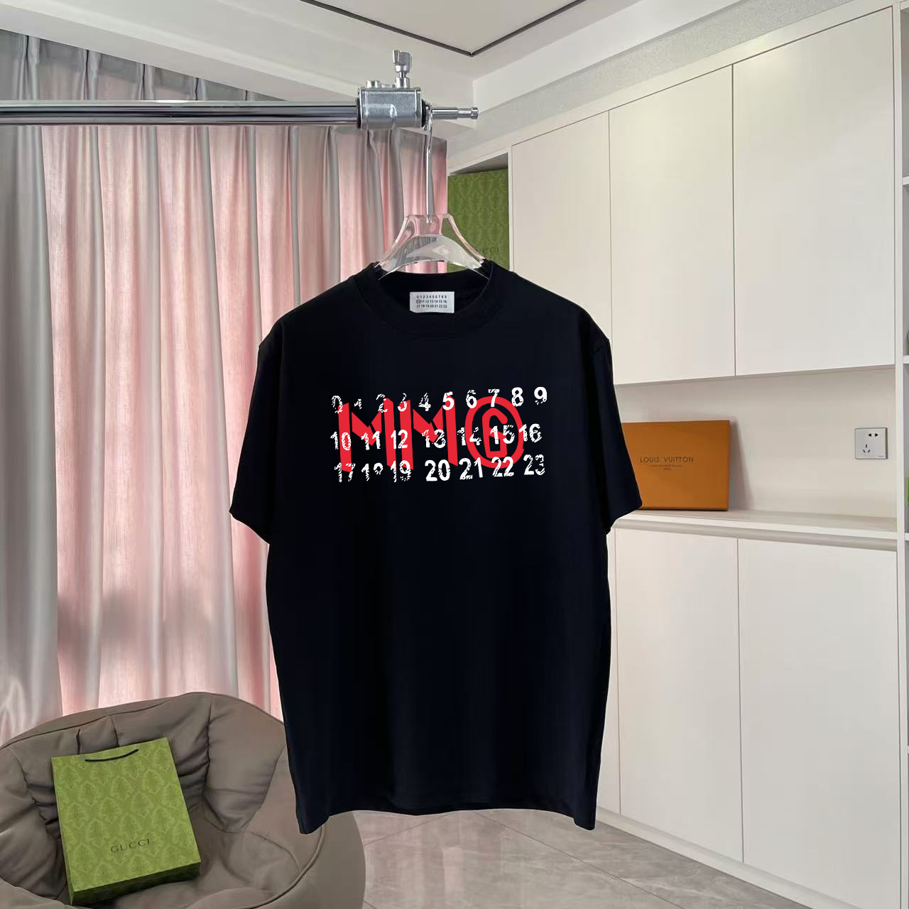 MM6 Margiela 2025 verano nueva temporada, estampado de logo personalizado, tejido personalizado 300g, camiseta de manga…