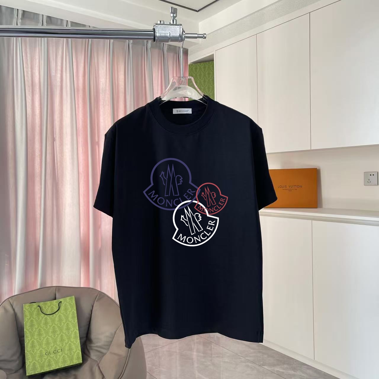 Moncle* Montclair* Nuevo verano 2025, estampado de logo personalizado, tela personalizada 300, camiseta de manga corta,…