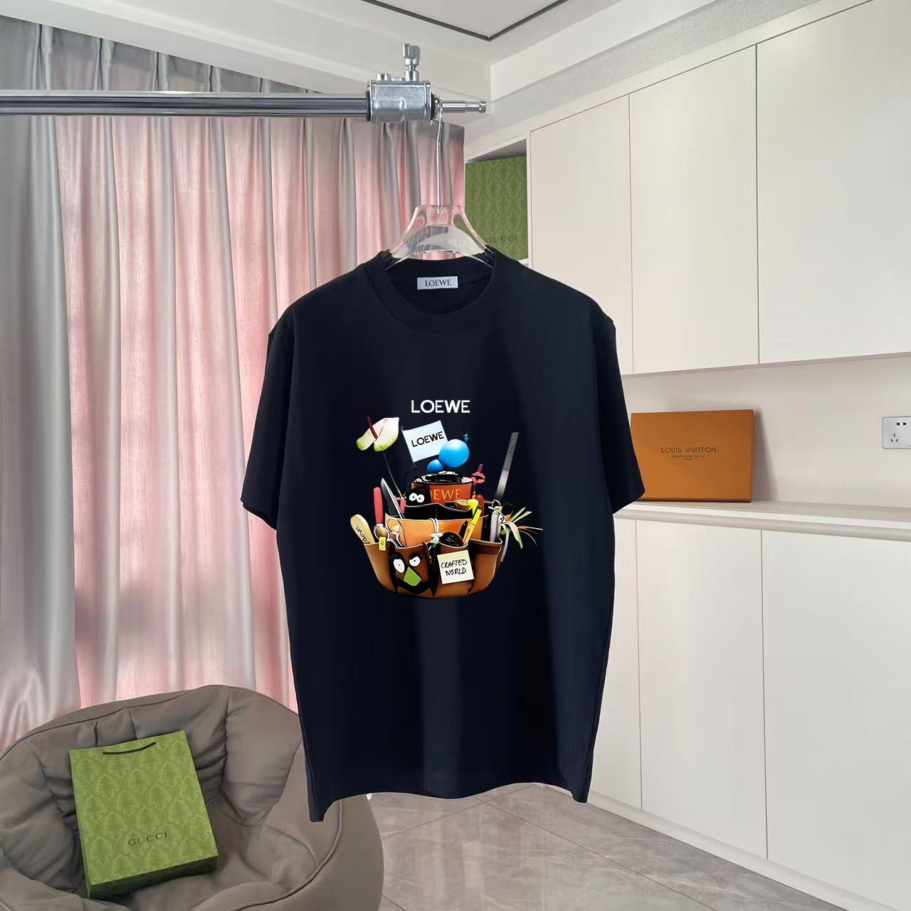 🅿️85 Loew*Loewe 2025 nueva colección de verano, camiseta de manga corta con estampado de logo de letras personalizado,…