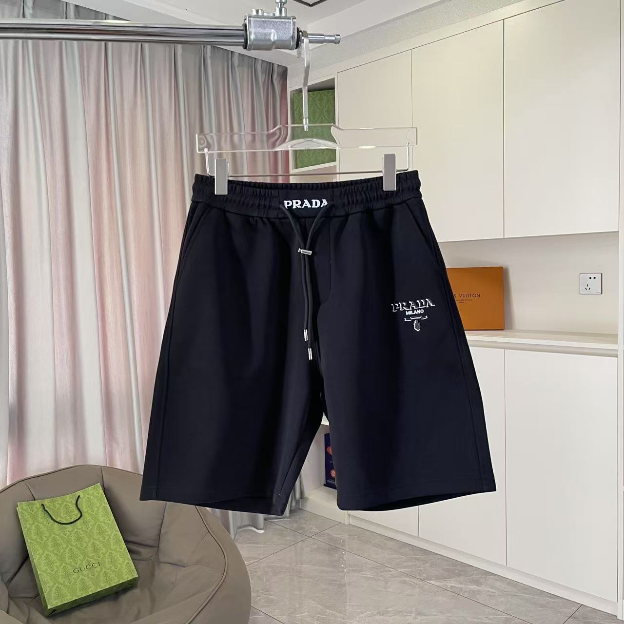 PRAD * Prada 2025 nuevos pantalones cortos de verano Bordado con logotipo de letra personalizado Tela personalizada 350…