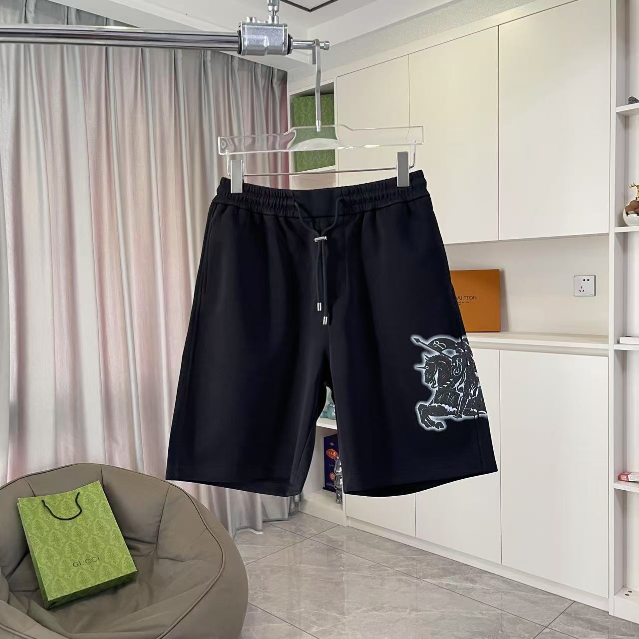 BUR Burberry 2025 nuevos pantalones cortos de verano, bordado con logo de letra personalizado, tela personalizada 350 g…