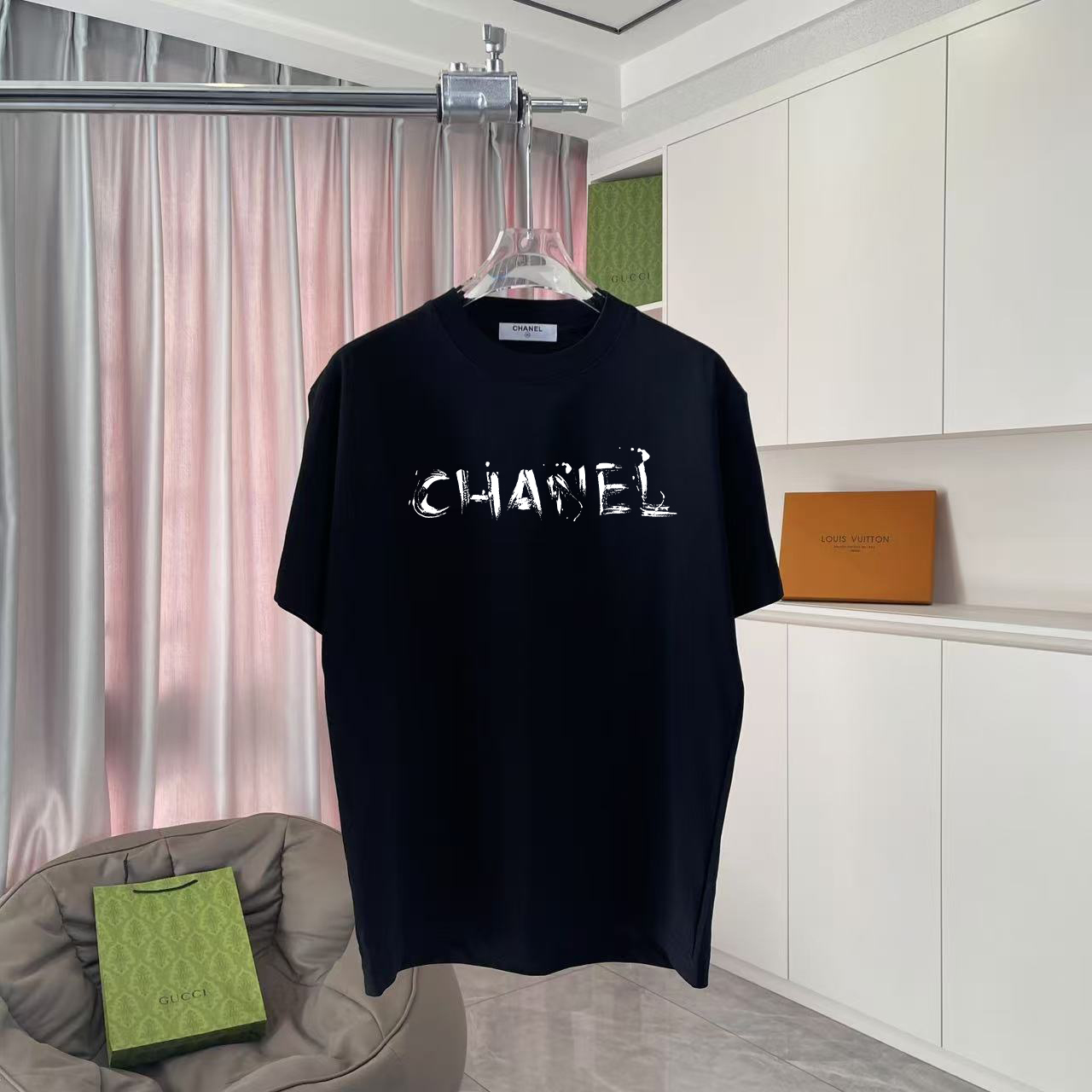 CHANE*Xiaoxiang 2025 nueva colección de otoño Camiseta de manga corta con estampado de logo de doble C, tejido personal…