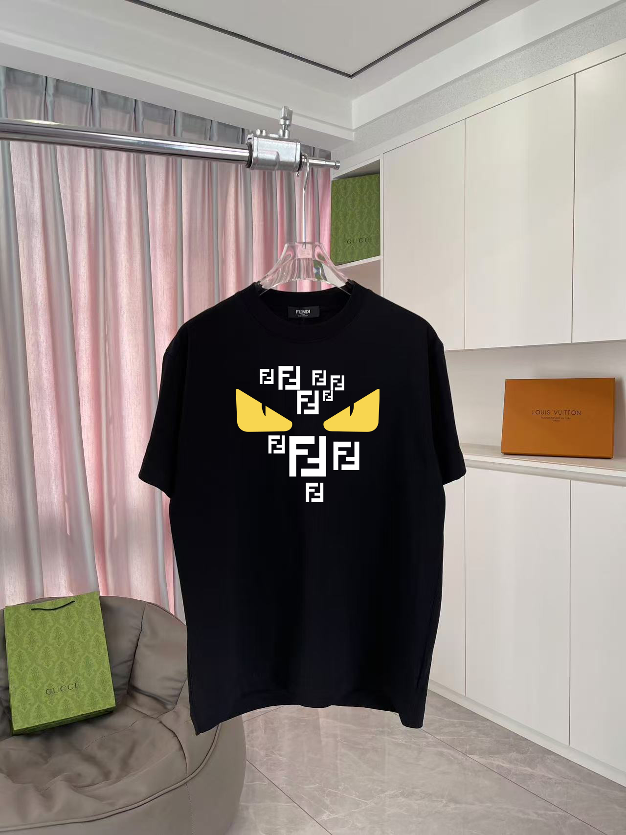 FEND* Nueva camiseta de manga corta de otoño 2025, con estampado de logo de letras personalizado, tejido personalizado …