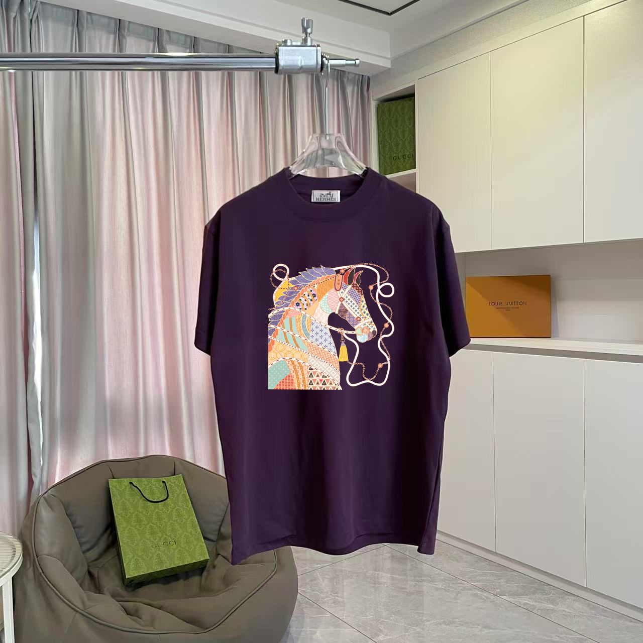 Hermès Herme*爱马仕2026夏季新款 个性logo印花 定制面料300g 短袖T恤