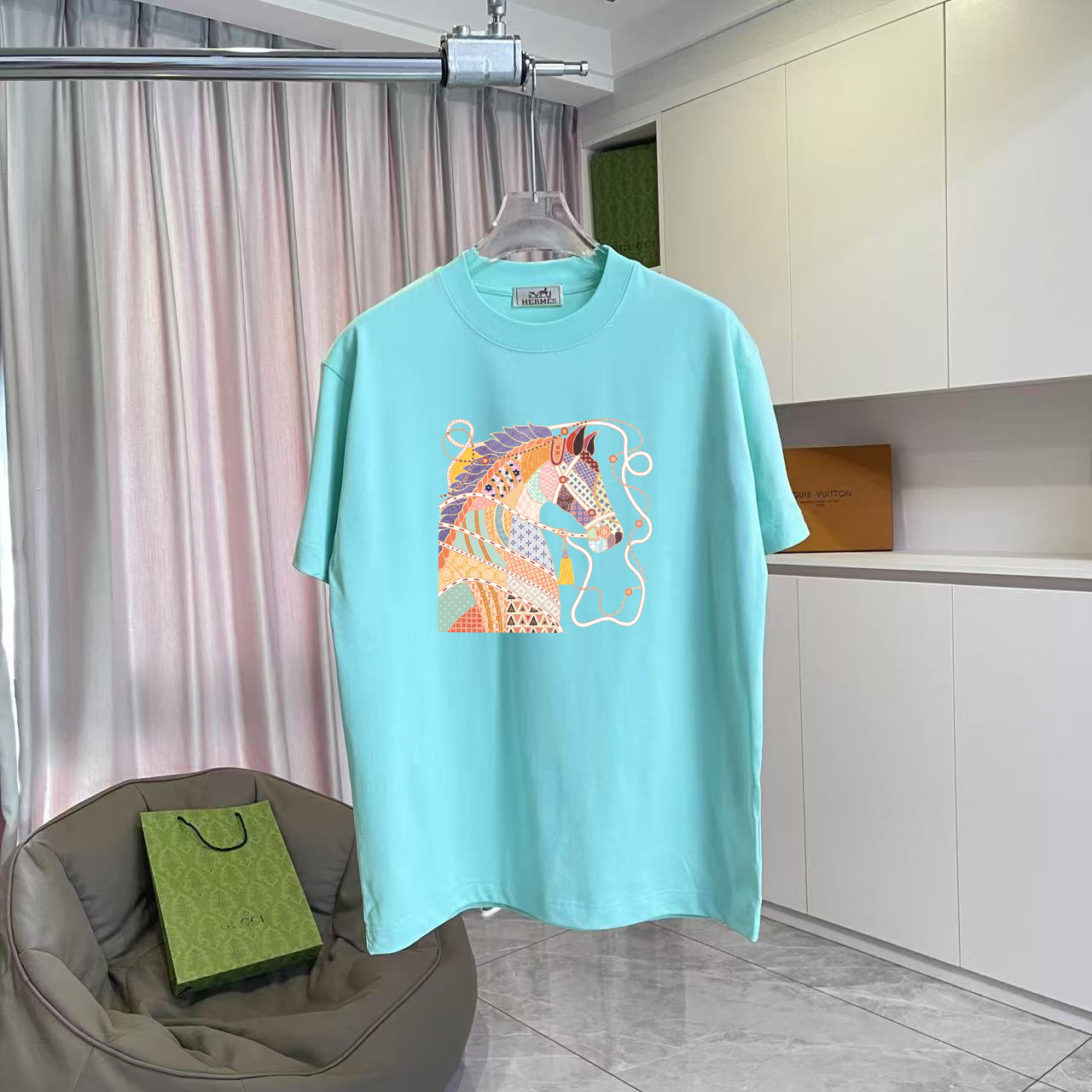 Hermès Herme*爱马仕2026夏季新款 个性logo印花 定制面料300g 短袖T恤