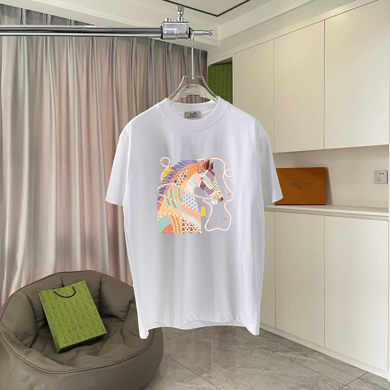 Hermès Herme*爱马仕2026夏季新款 个性logo印花 定制面料300g 短袖T恤