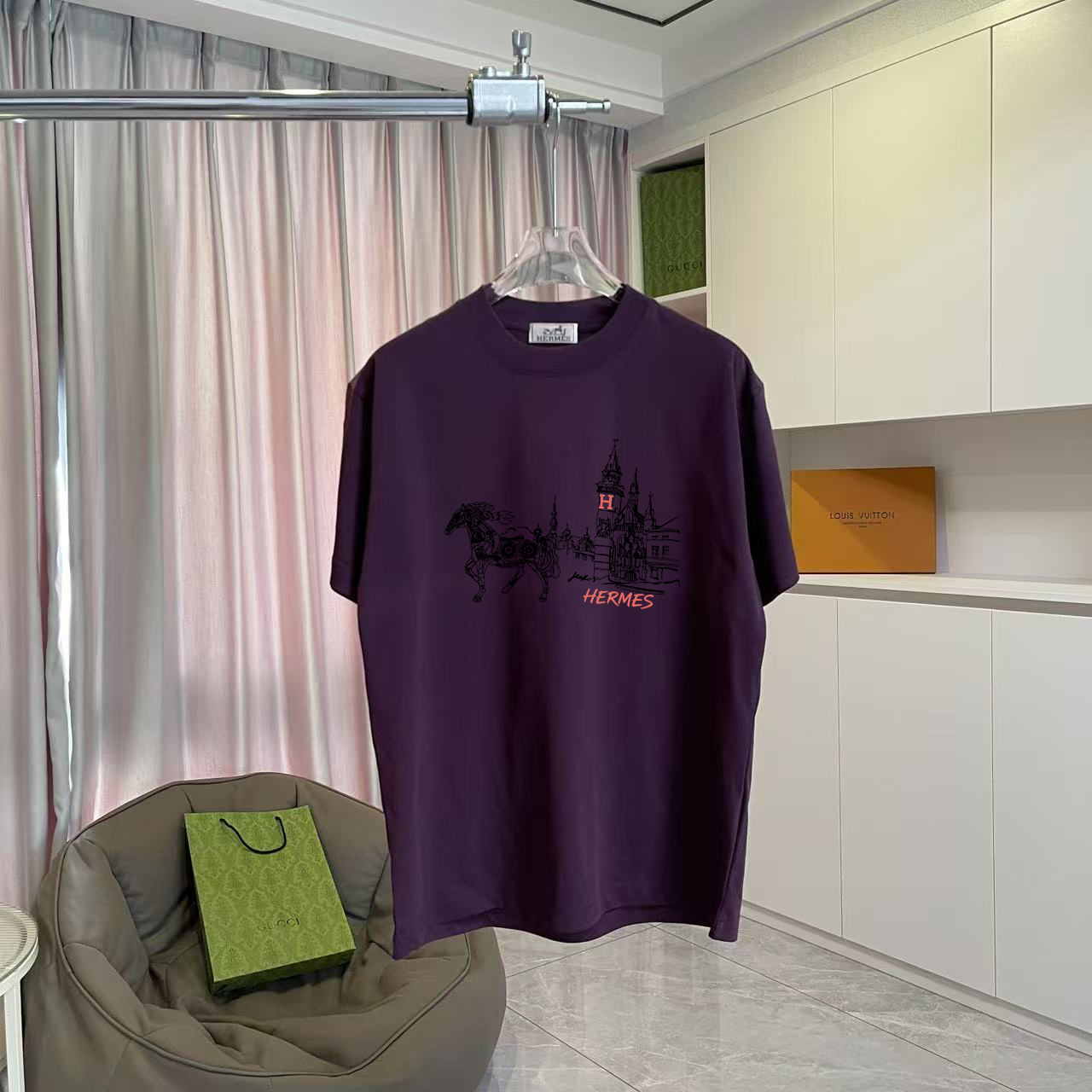 Hermès Herme*爱马仕2026夏季新款 个性logo印花 定制面料300g 短袖T恤