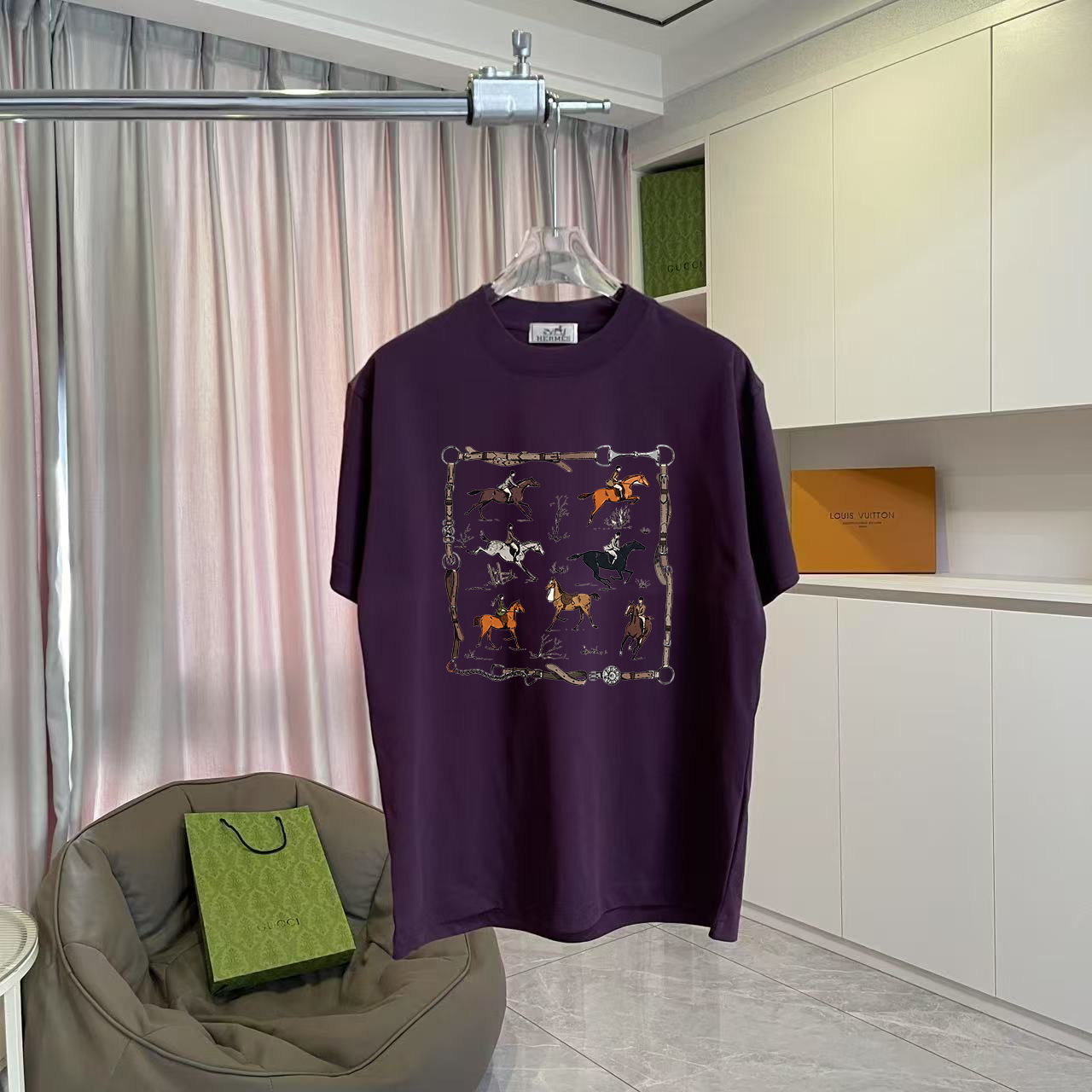 Hermès Herme*爱马仕2026夏季新款 个性logo印花 定制面料300g 短袖T恤