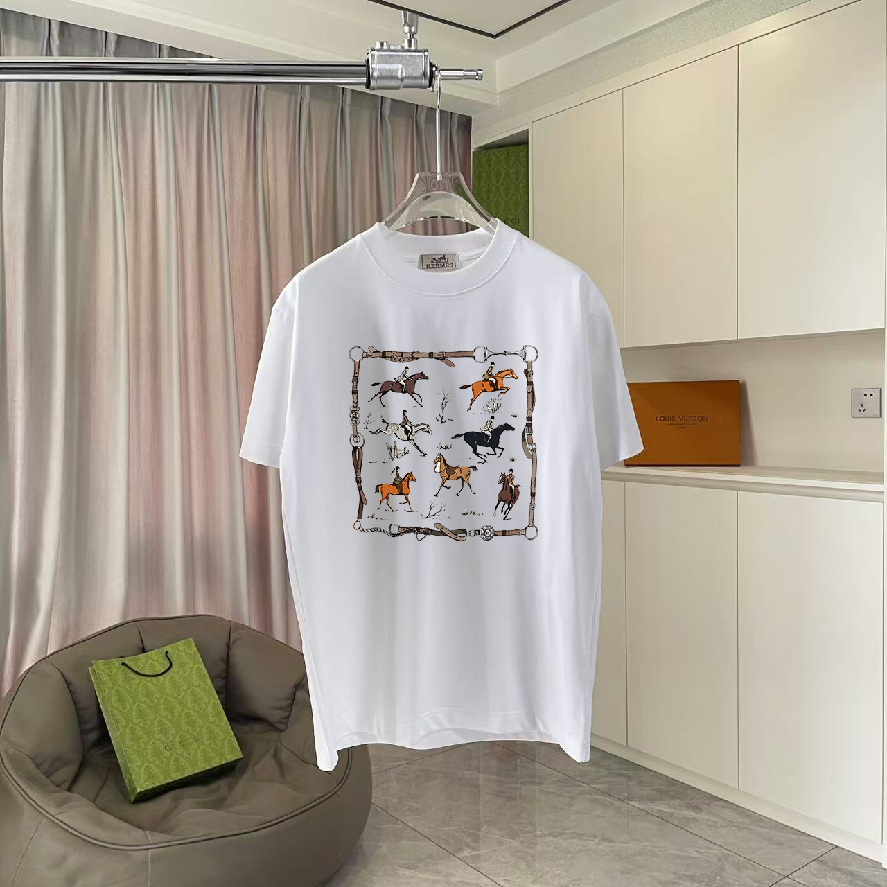 Hermès Herme*爱马仕2026夏季新款 个性logo印花 定制面料300g 短袖T恤