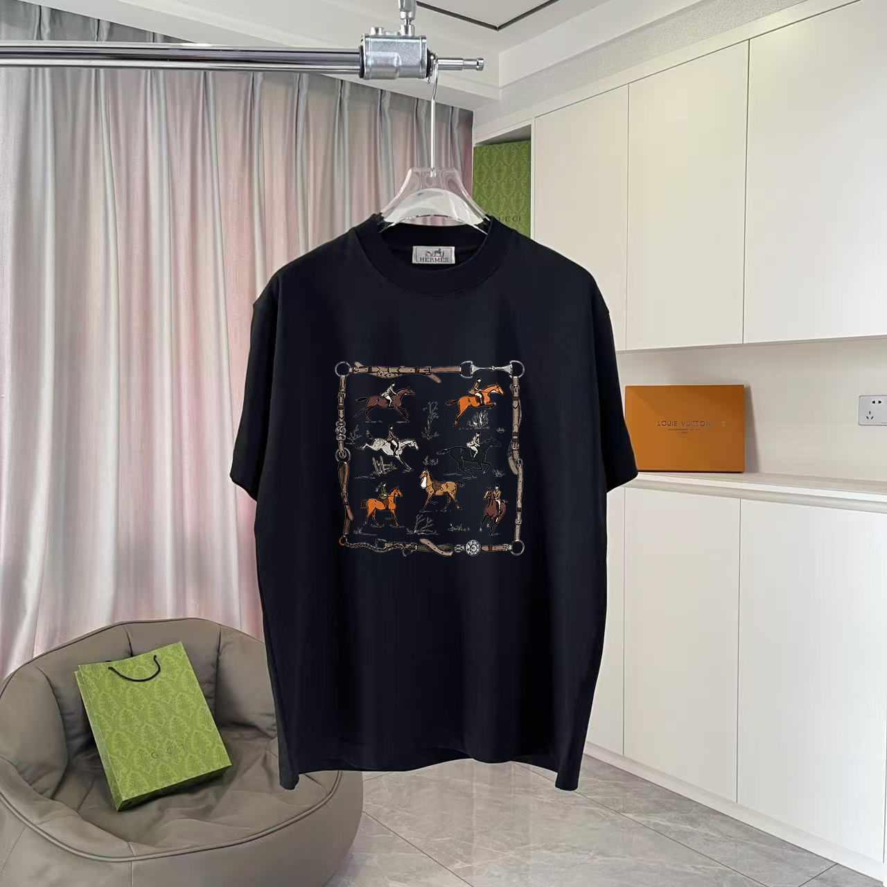 Hermès Herme*爱马仕2026夏季新款 个性logo印花 定制面料300g 短袖T恤